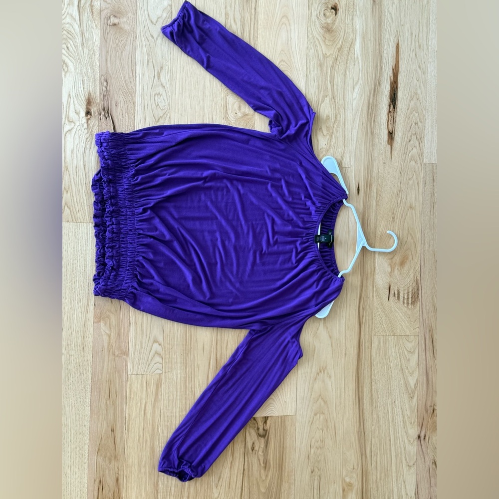 Purple Long Sleeve Cold Shoulder Top